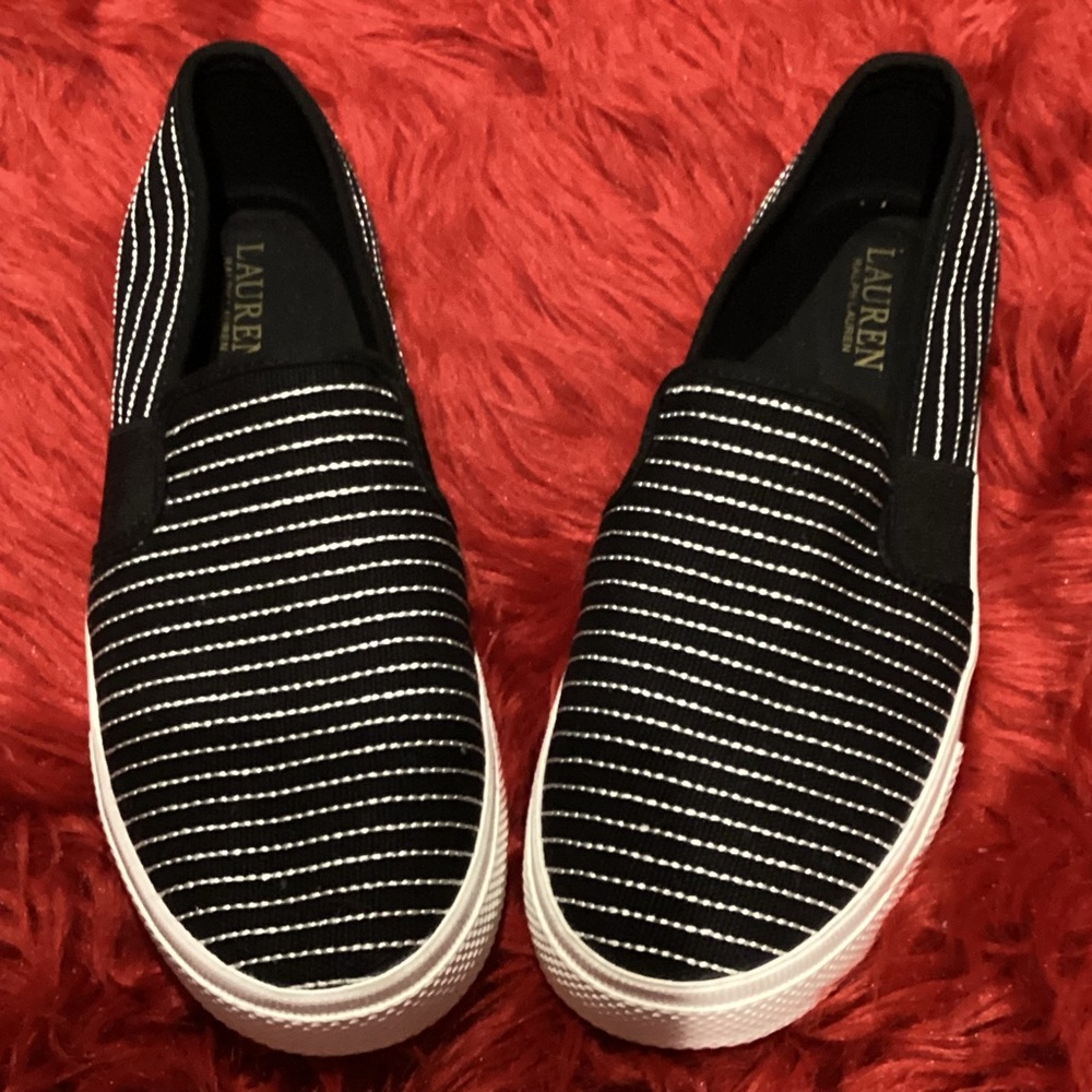 Lauren Ralph Lauren black white Jinny Slip-On Sz 8
